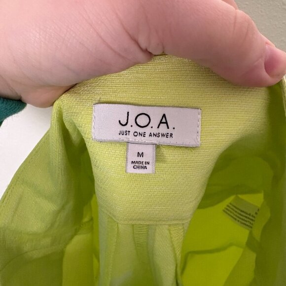 JOA Belted Crop Wide Leg Trouser Pants In Light Lime Green Size: Medium - Picture 10 of 12